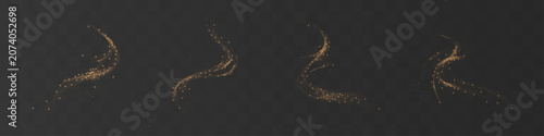 Canvastavla Transparent png of golden twirl wave with glittering light ribbon effect and smooth gold swirl