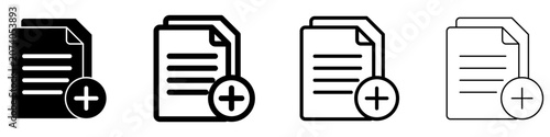 Fotografía Set of new document icons, symbols for adding a file, creating a record, expanding a list, and office task management