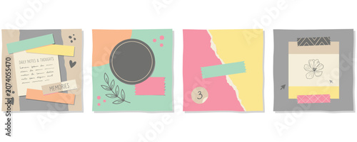 Collage elements for journal aesthetic notes and thoughts scrapbook collection.