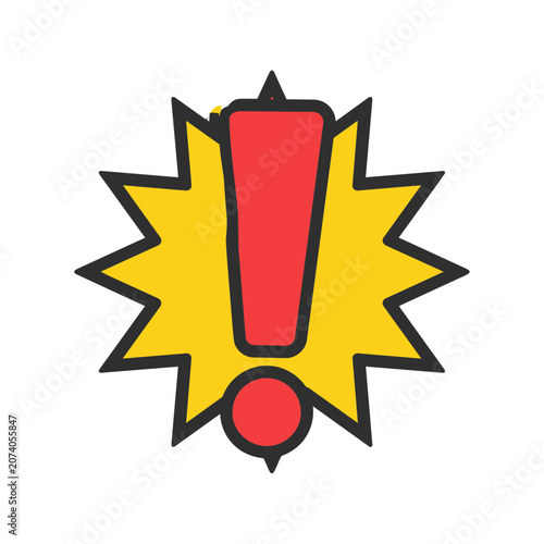 Red exclamation mark in yellow explosion burst icon