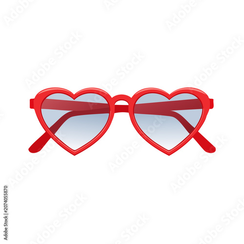 Red Heart Shaped Sunglasses Vector Illustration