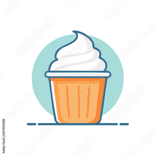 Soft Serve Ice Cream in Orange Cup Vector Illustration