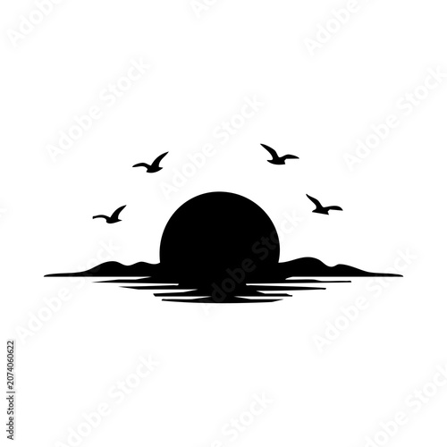 vector illustration of a sunset silhouette