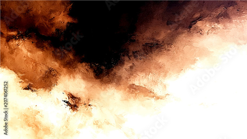 Fényképezés Fiery abstract depiction of swirling clouds of smoke and ash, conveying a sense