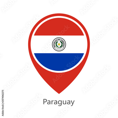 Location pin of Paraguay flag map marker on white background vector illustration icon for mobile apps ui and web design eps10.