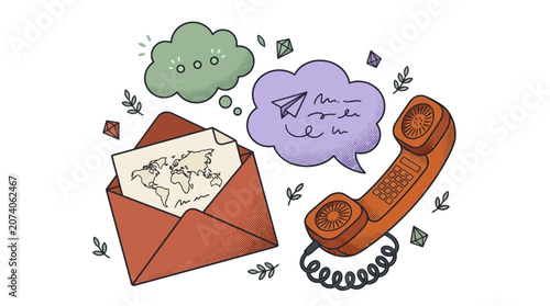 Illustration of communication and connection around the world