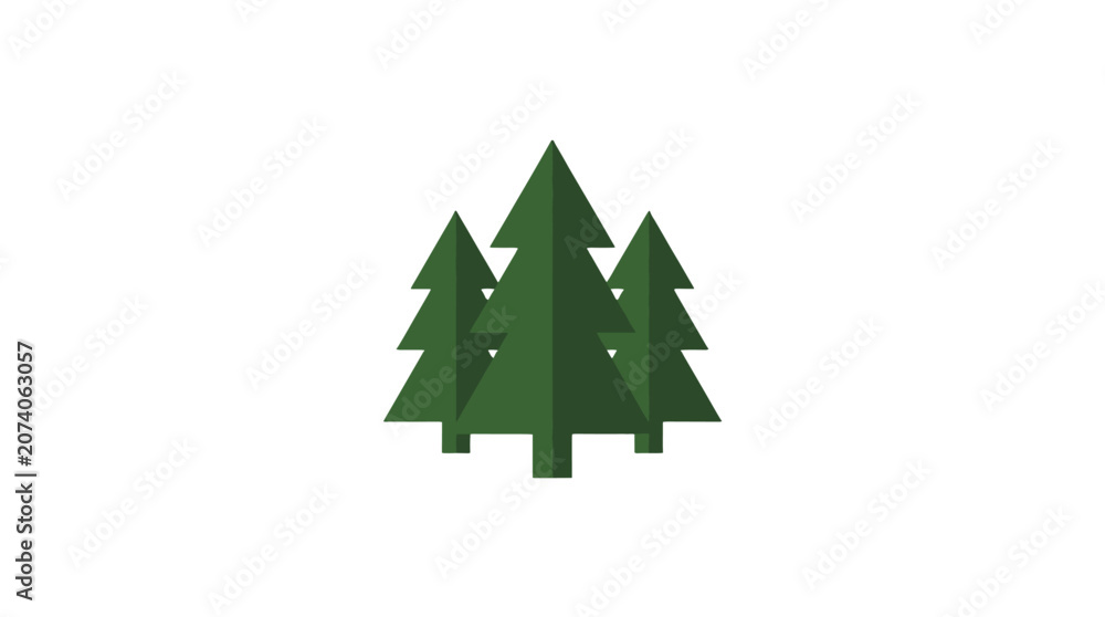 Fototapeta premium Simple green evergreen tree icon on white background