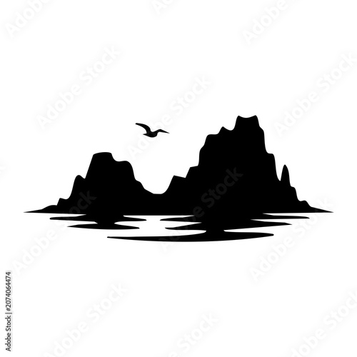 vector illustration of a tropical island silhouette
