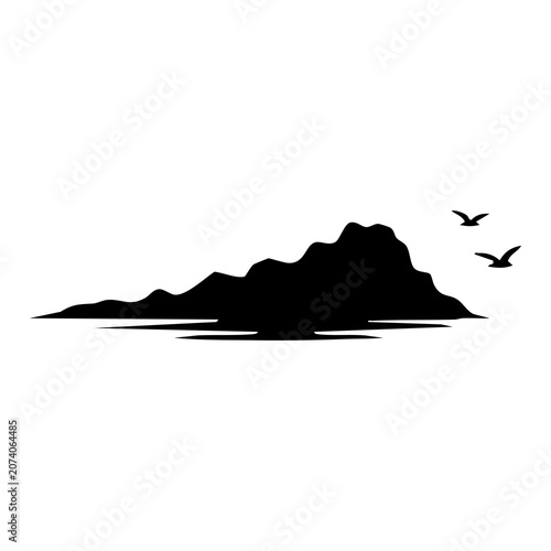 vector illustration of a tropical island silhouette