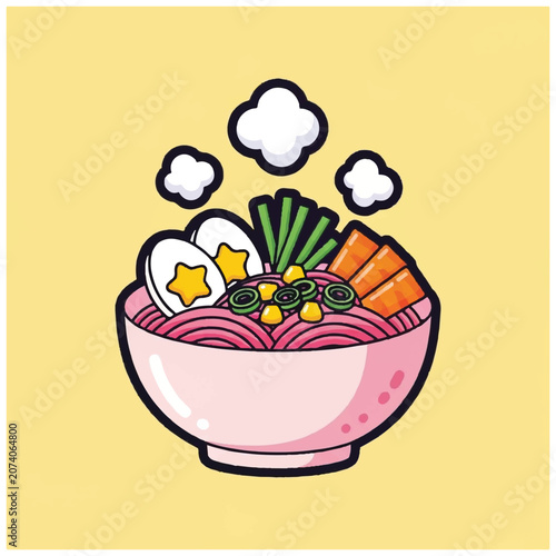 Delicious bowl of ramen noodles served.