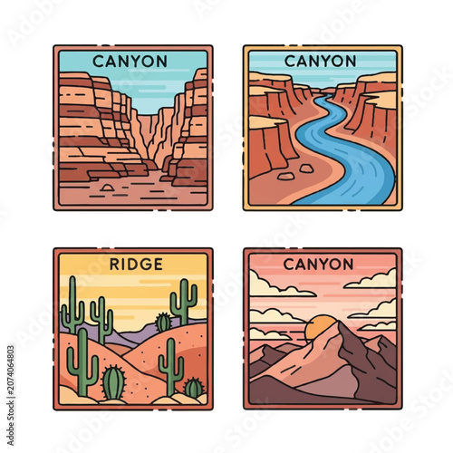 Desert canyon landscape with river.