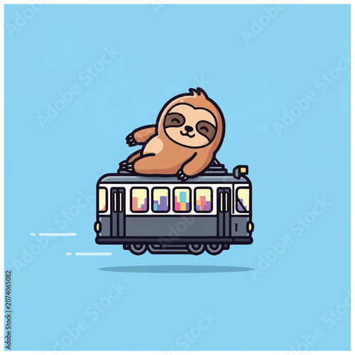 Sloth Riding on Top of Train