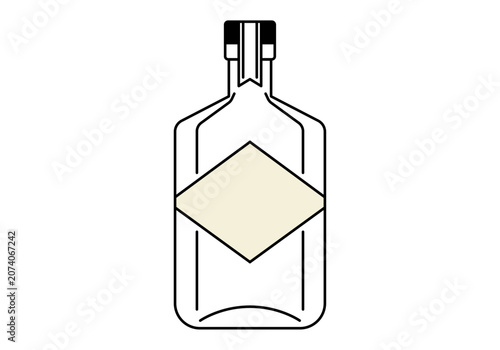 Fotografía Botella de ginebra con etiqueta romboidal