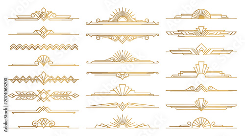 Set of vintage geometric art deco border line ornaments