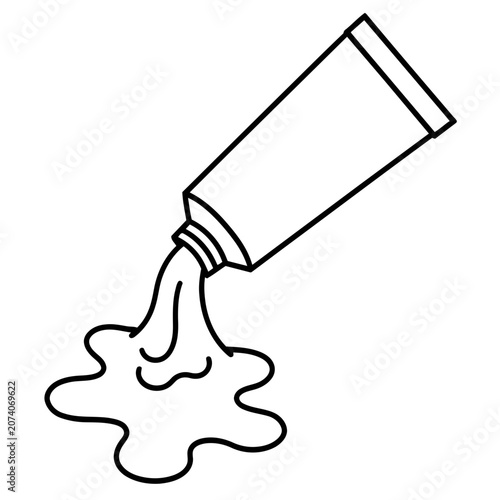 Toothpaste tube with dripping paste line art vector