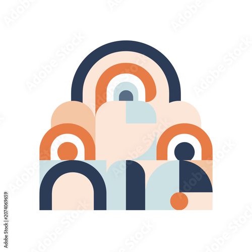 Abstract geometric arcs and circles vector illustration