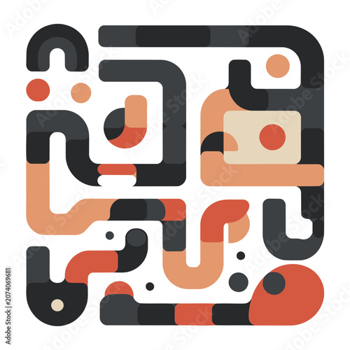 Abstract Maze Pattern in Flat Design Style