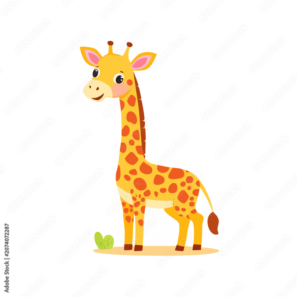 Obraz premium Cute cartoon giraffe vector illustration
