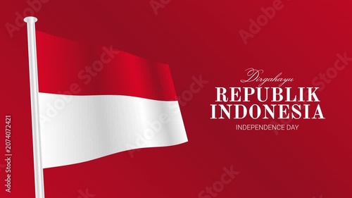 Animated Indonesia Independence Day Background with Waving Flag and Patriotic Red Banner Motion Graphic