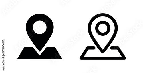 Tableau sur toile Location pin icon on a map, GPS pointer symbol for navigation and addresses