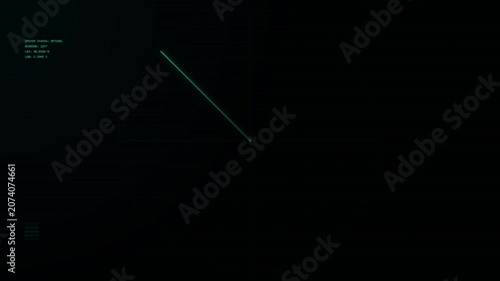 Digital Radar Interface Displaying Rotating Scanning Beam for Surveillance