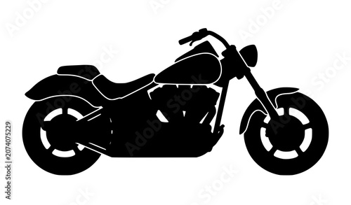 Schilderij op canvas Black silhouette of classic heavy cruiser motorcycle vector illustration isolate