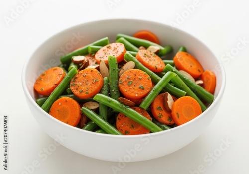 Fresh salad with carrots and green leaves in a bowl