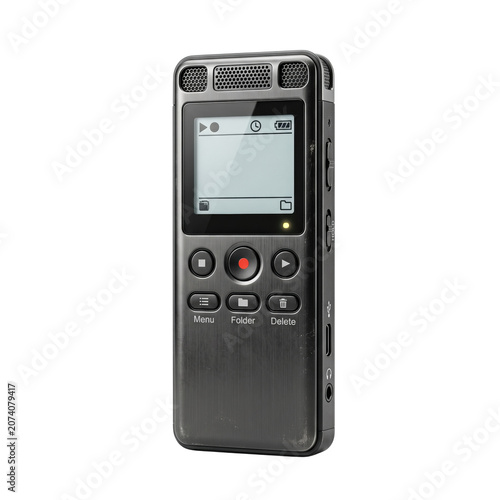 Foto Portable digital voice recorder dictaphone with metallic finish