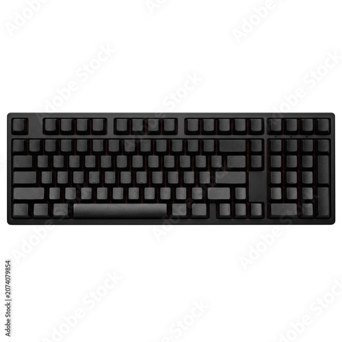 Full size black mechanical computer keyboard top view