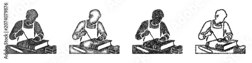 Fotografie Sketch bookbinder icon design set