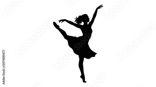 Canvas-taulu Dancer silhouette, ballet dancer, black silhouette, dancing woman, vector icon i