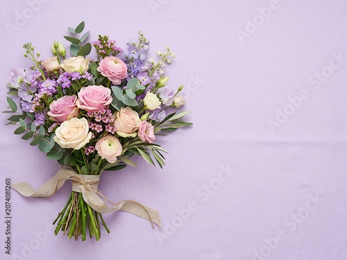 Elegant Bouquet of Pastel Flowers on Soft Background.