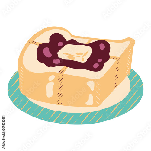 Lineless Retro Anko Butter Toast Illustration