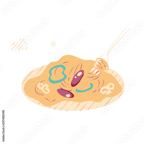 Lineless Retro Spaghetti Pasta With Fork Illustration