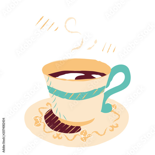Lineless Retro Teacup And Saucer Illustration