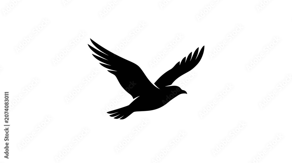 Fototapeta premium Flying Bird Silhouette, Black Bird Icon, Vector Bird Illustration, Wildlife Graphic isolated on White Background Silhouette