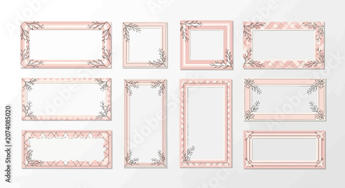 Floral Rose Gold Frames Collection, Elegant Decorative Borders, Wedding Invitation Elements