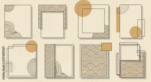 Japanese Inspired Decorative Frames with Abstract Wave Patterns