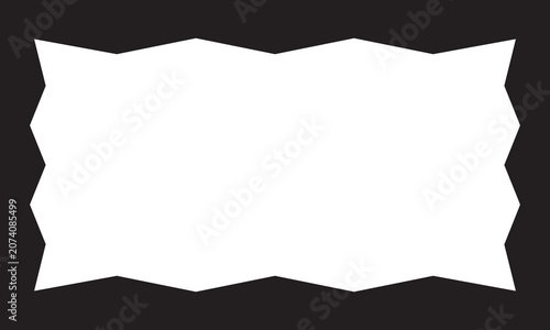 Wavy scallop edge frame. Wave cloudy rectangle vintage geometric shape. Scalloped wiggle blue border. Squiggly cloudy square frame. Empty text box. Vector illustration isolated on background
