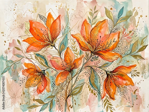 Vibrant Watercolor Autumn Leaves Artwork.