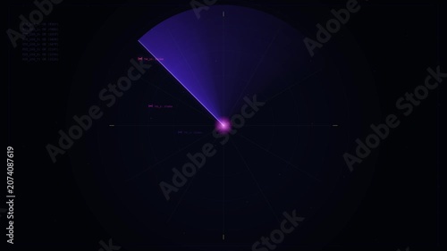 Futuristic Circular Radar Scanner Interface Displaying Digital Data
