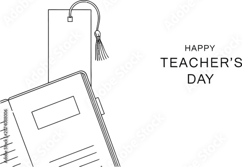 Teacher's day illustration open book with tassel and 'happy teacher's day' text