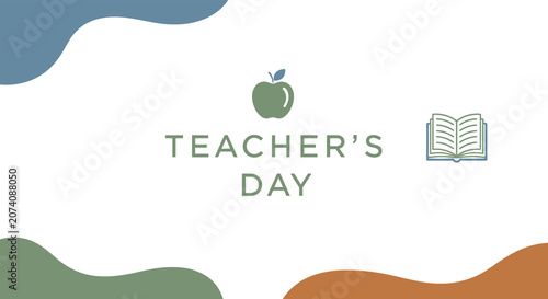 Teacher's day graphic with apple and open book appreciation for educators