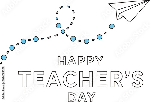 Happy teacher's day illustration paper airplane festive design for educators