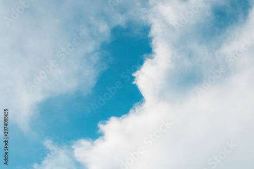 Blue sky with white cloud. The summer heaven is colorful clearing day Good weather and beautiful nature in the morning. 