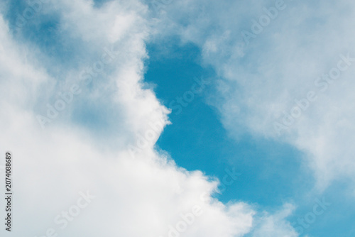 Blue sky with white cloud. The summer heaven is colorful clearing day Good weather and beautiful nature in the morning. 