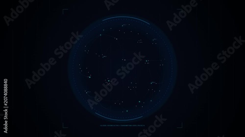 Futuristic Digital Globe Interface with Glowing Data Nodes and Network