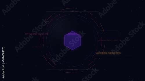 Futuristic Cyber Security Interface with Digital Hexagon Authentication