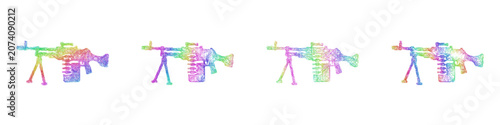 Tableau sur toile Multicolor sketch machine gun icon design set