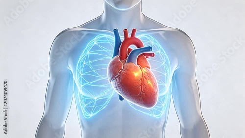 Human heart and lungs anatomy